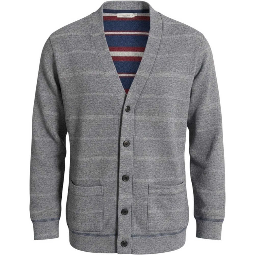 On The Byas button-front cardigan contrasting striped interior lining L grandpa